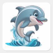 Ein seltsamer Delphin, der aus dem Wasseraufkleber Quadratischer Aufkleber (Vorderseite)