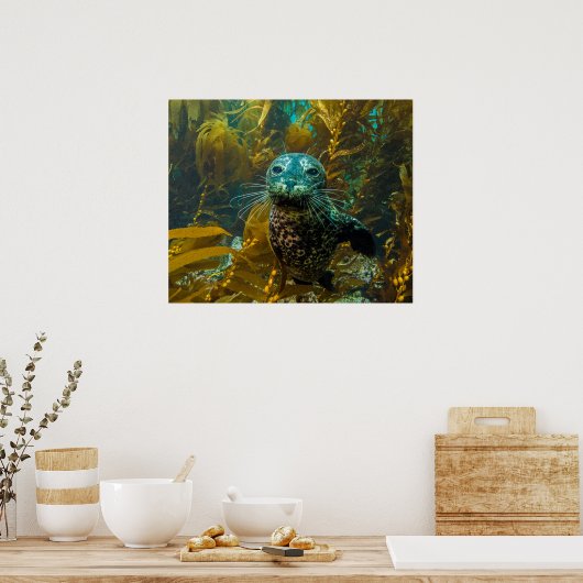 Ein seltsamer Hafen Siegel Kelp Forest | Santa Bar Poster (Küche)