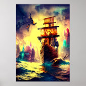 Ein seltsames Schiff am Meer | AI Art Poster (Vorne)