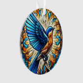 Ein Serene Bluebird: Gestaltete Glaskunstwerke Ornament (Vorderseite)