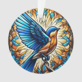 Ein Serene Bluebird: Gestaltete Glaskunstwerke Ornament (Vorderseite)