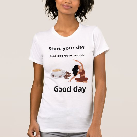 "Ein serenmorgendliches Ritual: Kaffee und Yoga au T-Shirt (Vorderseite)