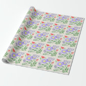 Ein Set Blume in Aquarellfarben Geschenkpapier (Ungerollt)