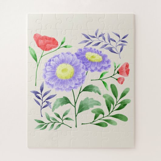 Ein Set Blume in Aquarellfarben Puzzle (Vertikal)