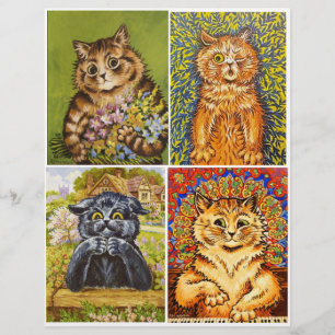 Ein Set farbenfroher Katzen von Louis Wain