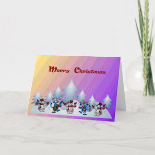 Ein Set für Spaß beim Tanzen Snowmen Weihnachtskar Feiertagskarte
