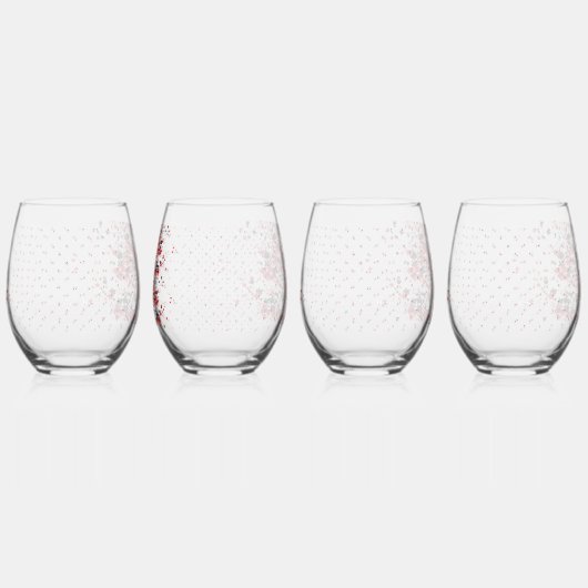 Ein Set mit viel Schwarz-Weiß-Design Weinglas Ohne Stiel (Hinten)