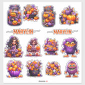 EIN SET NIEDLICHER, FARBENFARBIGER TRICK ODER BEHA AUFKLEBER (Blatt)