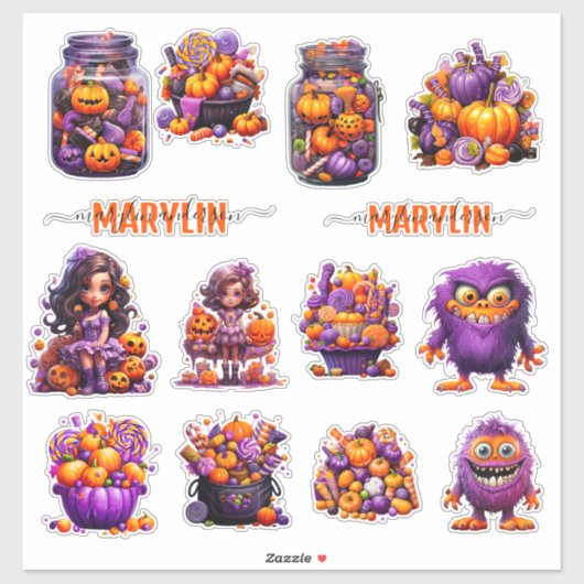 EIN SET NIEDLICHER, FARBENFARBIGER TRICK ODER BEHA AUFKLEBER (Blatt)