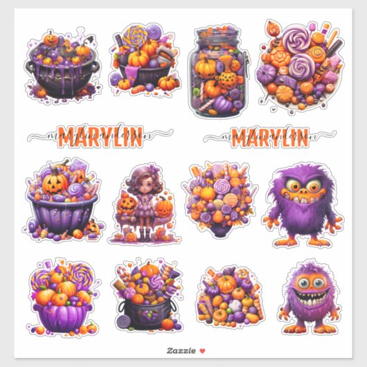 EIN SET NIEDLICHER, FARBENFARBIGER TRICK ODER BEHA AUFKLEBER (Blatt)