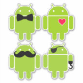 Ein Set von 4 Android-Robotern Aufkleber (Vorderseite)