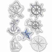 Ein Set von 7 nautischen Designelementen Aufkleber (Vorderseite)