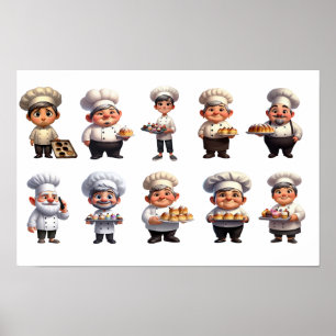 Ein Set von Konditorei-Koch für die Kamera Poster