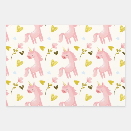 Ein Set von Mustern mit Einhörnern Geschenkpapier Set (Vorderseite)