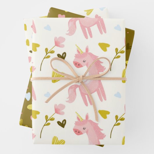 Ein Set von Mustern mit Einhörnern Geschenkpapier Set (Beispiel)