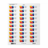 Ein Set von Rückgabetiketten mit einem Nähthema (Vorne)