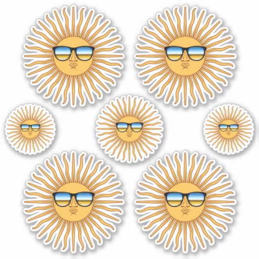 Ein Set von sieben Sonnenstrahlen in Schatten Aufkleber (Vorderseite)
