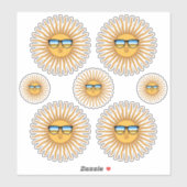 Ein Set von sieben Sonnenstrahlen in Schatten Aufkleber (Blatt)