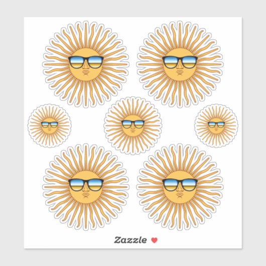 Ein Set von sieben Sonnenstrahlen in Schatten Aufkleber (Blatt)