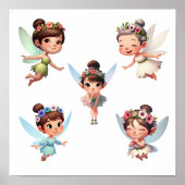 Ein Set zauberhafter kleiner Cartoon Fairies Poster (Vorne)