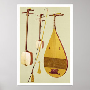 Ein shamisen, ein kokyu und ein biwa, Japaner, von Poster