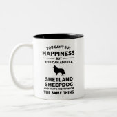 Ein Shetland Sheepdog Glück adoptiert Zweifarbige Tasse (Links)