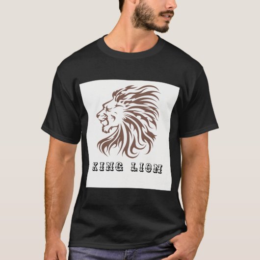 Ein Shirt aus schwarzer Baumwolle mit einem Löwenk (Vorderseite)