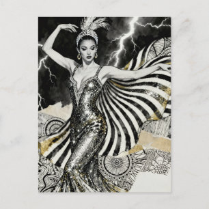 Ein Showgirl tanzt in Lighting Postkarte