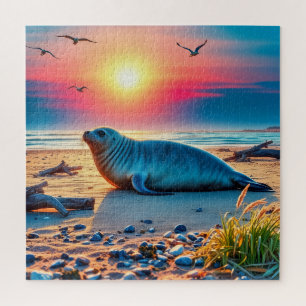 Ein Siegel am Sandstrand Puzzle