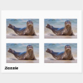 Ein Siegel am Strand entlang der Pazifikküste Rechteckiger Aufkleber (Blatt)