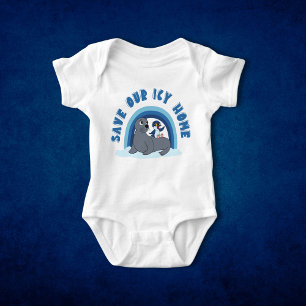 Ein Siegel und ein Pinguin "Rett Our Icy World" Ca Baby Strampler