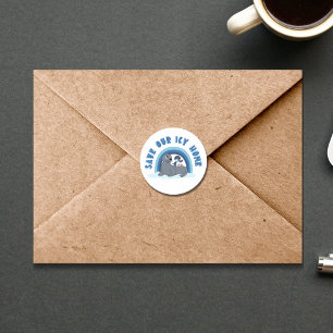 Ein Siegel und ein Pinguin "Rett Our Icy World" Ca Runder Aufkleber