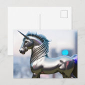 Ein Silber Einhorn Postkarte (Vorne/Hinten)