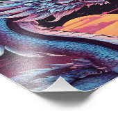 Ein silberner Drache auf schwarzem Hintergrund Fotodruck (Ecke)