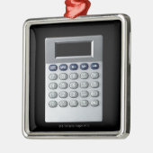 Ein silberner Taschenrechner Silbernes Ornament (Links)