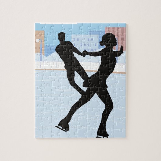 Ein Silhouette Couple Ice Skaten-Puzzle Puzzle (Vertikal)