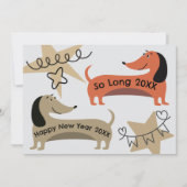 Ein Silvester Party Dackel Hunde Spaß verrückt Einladung (Vorderseite)