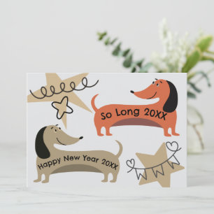 Ein Silvester Party Dackel Hunde Spaß verrückt Einladung