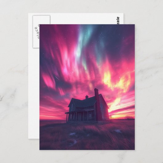 Ein Single mit rosa Nordhimmel Postkarte (Vorne/Hinten)