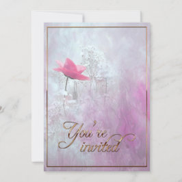 Ein Single mit rosa Rose/Gold-Trimm Einladung