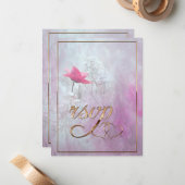 Ein Single mit rosa Rose/Gold-Trimm Mitteilungskarte (Vorderseite/Rückseite Beispiel)