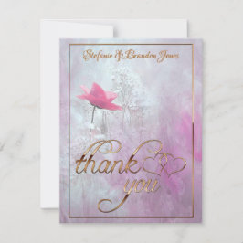 Ein Single mit rosa Rose/Gold-Trimm Mitteilungskarte