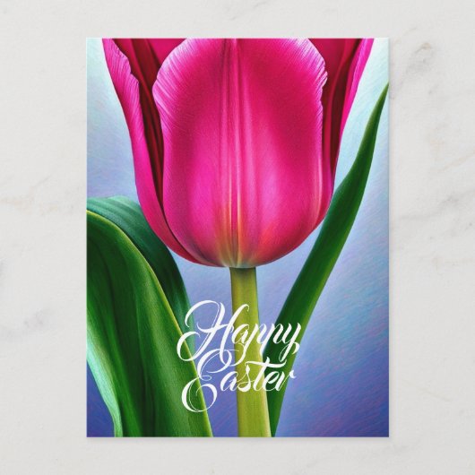Ein Single Pink Tulip Holiday Oster Postkarte (Vorderseite)
