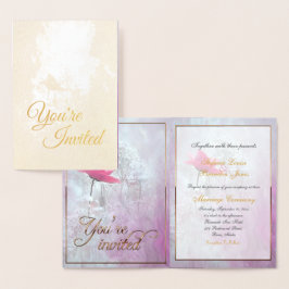 Ein Single Rosa/Goldfolie Folienkarte