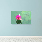 Ein Single rosa Wasserlilie in einem Teich Leinwanddruck (Insitu (Holzboden))