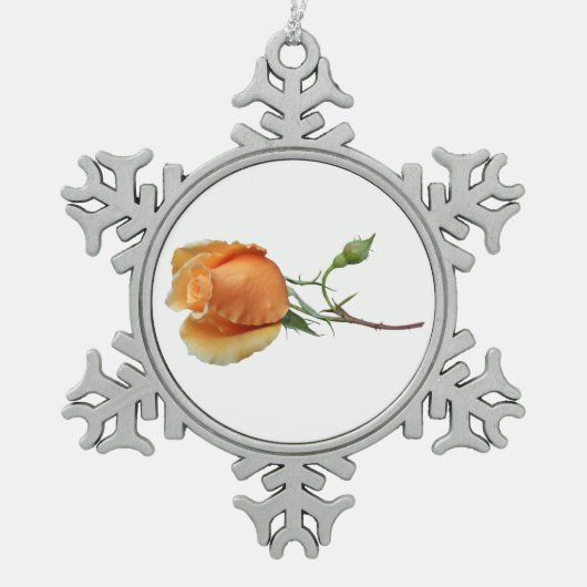 Ein Single Rose Schneiden Schneeflocken Zinn-Ornament (Vorderseite)