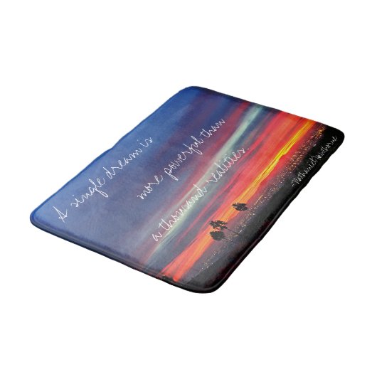 Ein Single Traum Orange Blue Sunset Foto Bold Badematte (Schrägansicht)