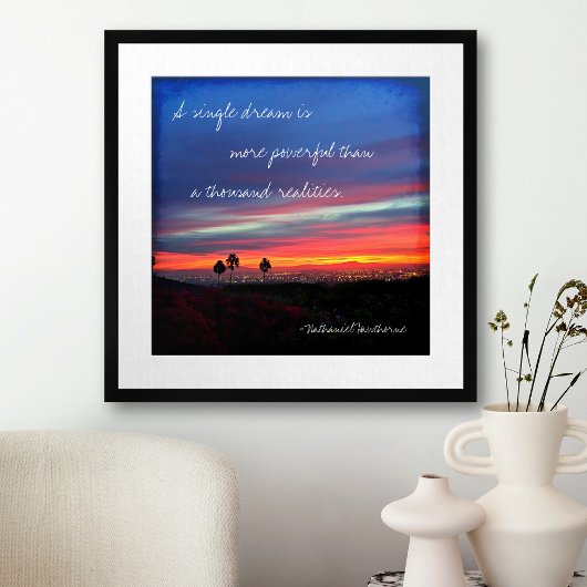 "Ein Single-Traum" Zitat Orange & Blue Sunrise Fot Poster