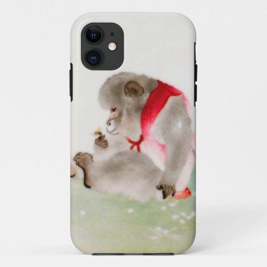 Ein sitzender Affe, der ein Insekt beobachtet Case-Mate iPhone Hülle (Rückseite)