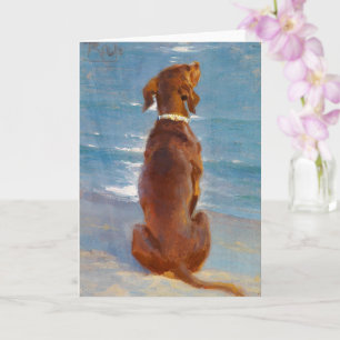 Ein sitzender brauner Hund von P.S. Kroyer Karte